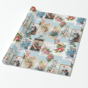 Papier Cadeau Cartes de Saint-Valentin victoriennes romantiques