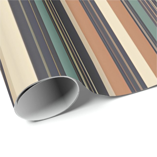 Papier Cadeau Cartes Earthy Stripes Enveloppement Cadeau Moderne (Coin rond)