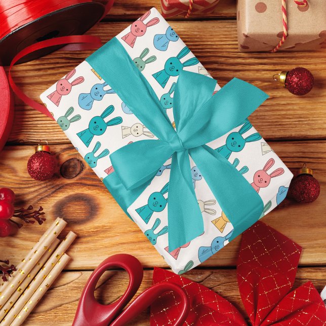 Papier Cadeau Carton de lapin multicolore (easterbunny cartoon birthday packing gift wrap,gift wrapping paper,return gift wrap paper,paper gift)