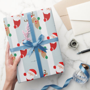Papier Cadeau Carton de Noël Aquarelle mignonne Père Noël Reinee