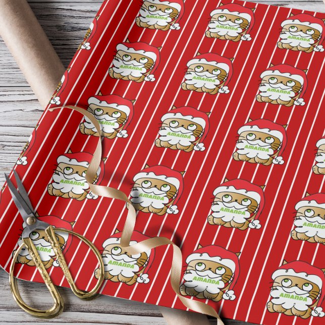 Papier Cadeau Carton de Noël très drôle Chat Rouge personnalisé (Créateur téléchargé)