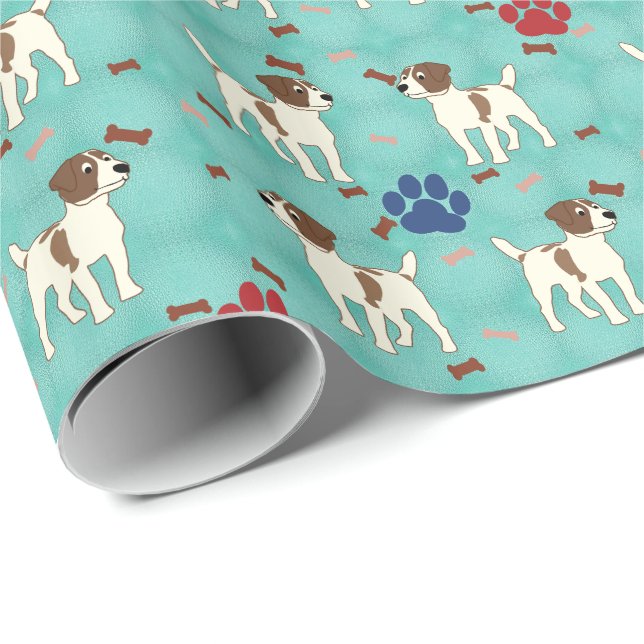 Papier Cadeau Carton Jack Russell Terrier (Coin rond)