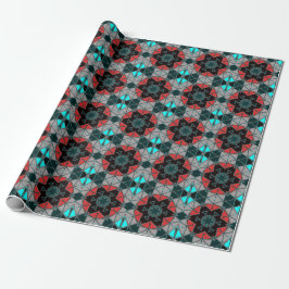 Papier Cadeau Carton Mandala bleu rouge et noir