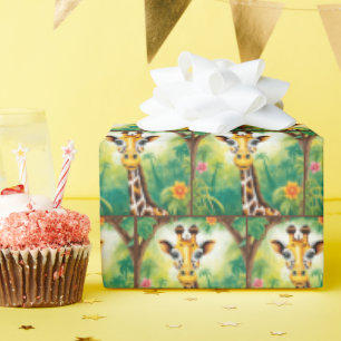 Papier Cadeau Cartoon Anniversaire Giraffe