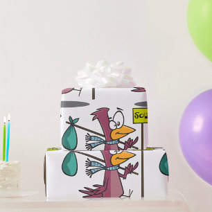 Papier Cadeau Cartoon Bird Traveling Sud Papier