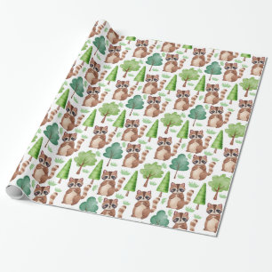 Papier Cadeau Cartoon de bois mou Raccoon Forêt Animal