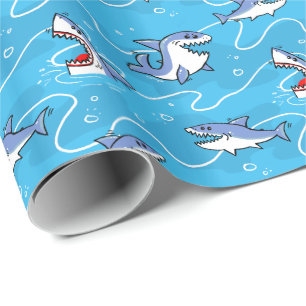 Papier Cadeau Cartoon Great White Sharks