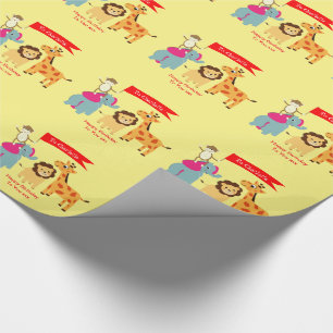 Papier Cadeau Cartoon Jungle Animaux Joyeux Anniversaire Personn