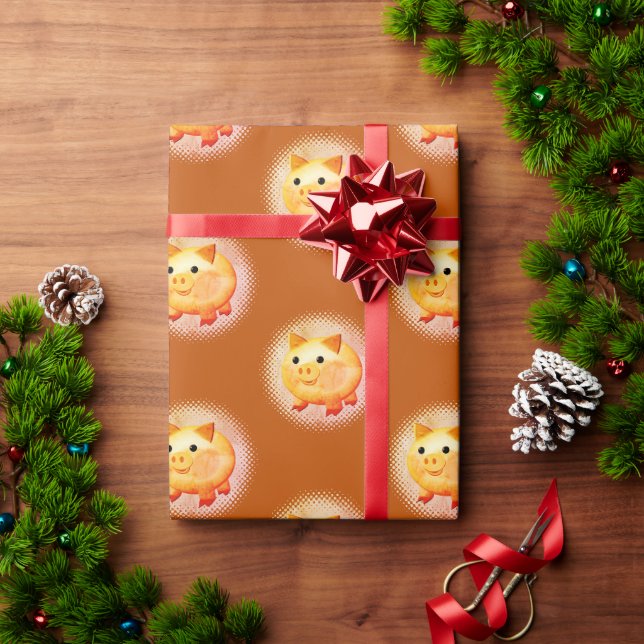 Papier Cadeau Cartoon mignon Bébé Peinture de porc (Cadeau de vacances)