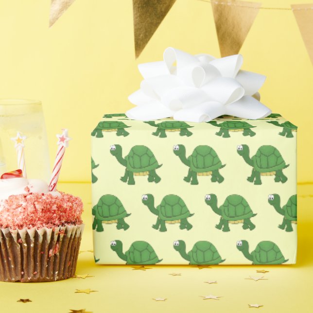 Papier Cadeau Cartoon vert et jaune (Fête d'anniversaire)