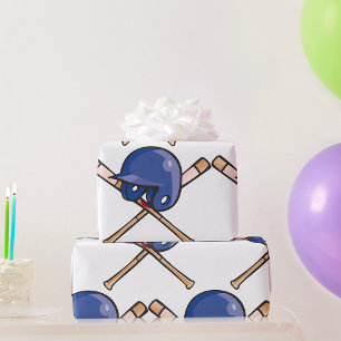 Papier Cadeau Casque de baseball et chauves-souris