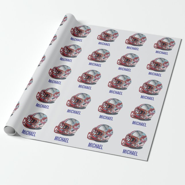 Papier Cadeau Casque de Football Pop Art Nom Motivationnel (Déroulé)
