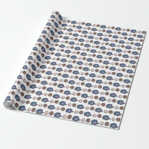Papier Cadeau Casquette de baseball, Motif de gant et de balle