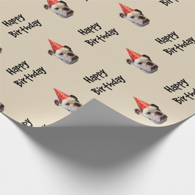 Papier Cadeau Casquette de fête d'anniversaire de bouledogue (Coin)