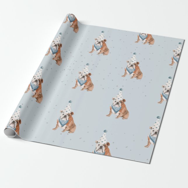 Papier Cadeau Casquette de la fête des Chiens Bull Birday (Déroulé)