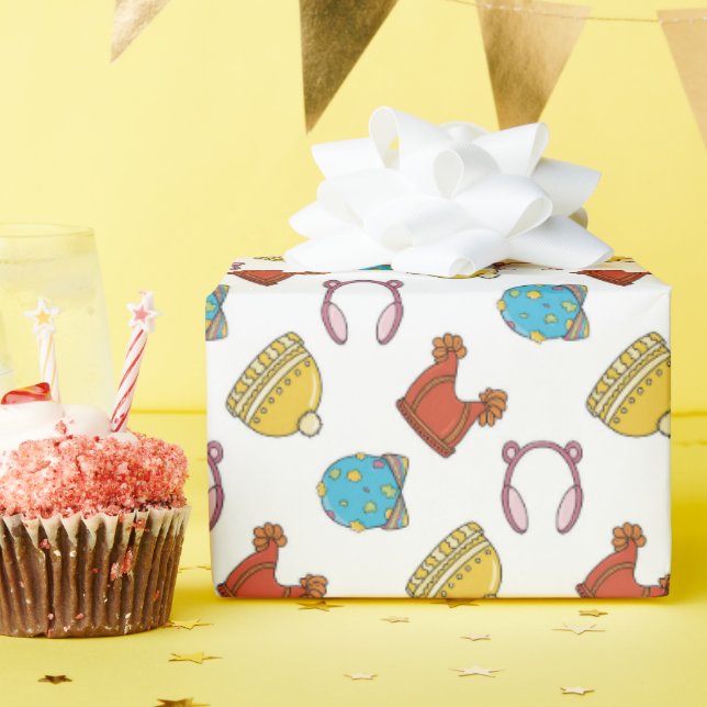 Papier Cadeau Casquette d'hiver coloré mignon (Fête d'anniversaire)