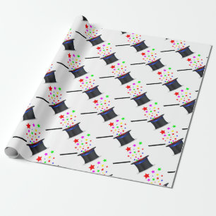 Papier Cadeau Casquette et baguette magique magiques