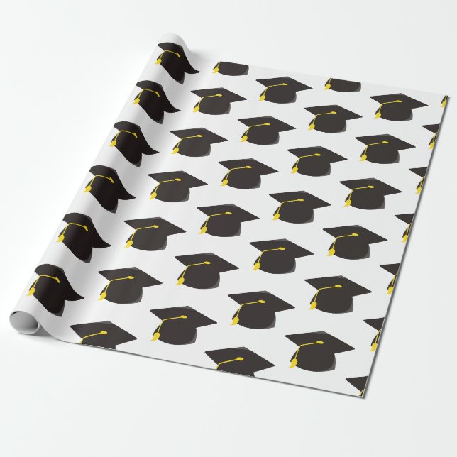Papier Cadeau Casquette noire avec cadeau Arrière - plan blanc (Déroulé)