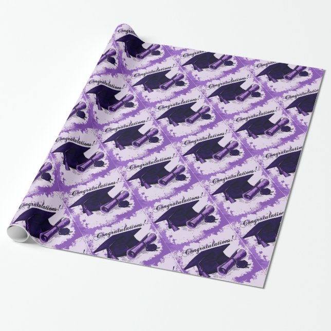 Papier Cadeau Casquette pourpre d'obtention du diplôme et papier (Déroulé)