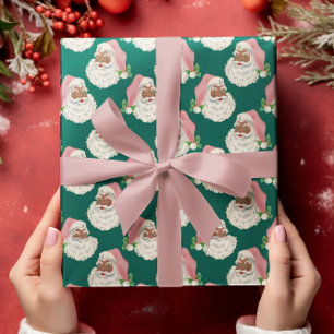 Papier Cadeau Casquette rose rétro noir Père Noël Xmas papier en