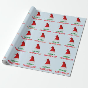 Papier Cadeau Casquette rouge de Noël de Père Noël + "JOYEUX