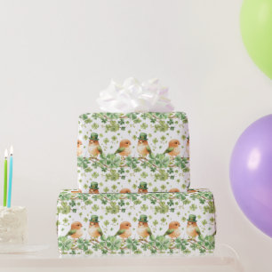 Papier Cadeau Casquette vert mignon Lovebird Shamrock St. Patric