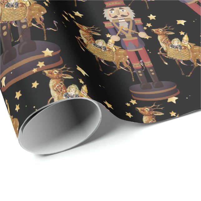 Papier Cadeau Casse-noires Flèches dorées noires (Coin rond)