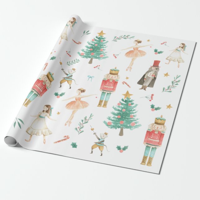 Papier Cadeau Casse-Noisette Ballet de Noël Images Enveloppement (Déroulé)