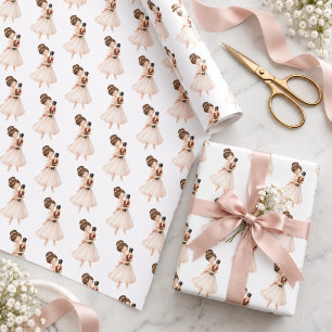 Papier Cadeau Casse-noisette de ballet rose blanc Noël