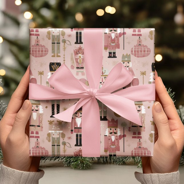 Papier Cadeau Casse-Noisette de Noël Rose (Créateur téléchargé)