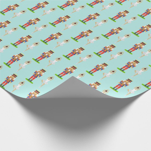 Papier Cadeau Casse-noisette et danseuse de ballet sur sarcelle  (Coin)
