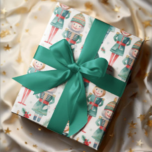 Papier Cadeau Casse-noisette mignonne et verdure de Noël