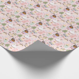 Papier Cadeau Casse-noisette Noël mignon Pastel tiré à la main