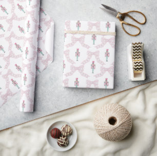 Papier Cadeau Casse-Noisette Rose Bow Christmas Coquette