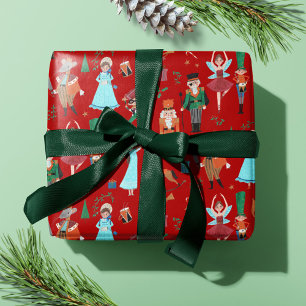 Papier Cadeau Casse-Noisette Rouge de Noël Mignon Fête de fin d'