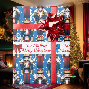 Papier Cadeau Casse-Noisette Soldat Personnaliser Nom Noël Neige