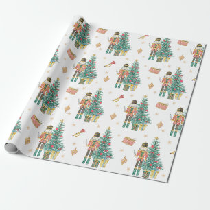 Papier Cadeau Casse-noix aquarelle et arbre de Noël