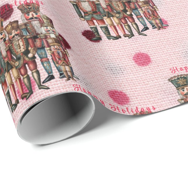 Papier Cadeau Casse-noix doux et Pois rose (Coin rond)