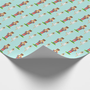 Papier Cadeau Casse-noix et danseur de ballet sur turquoise lége