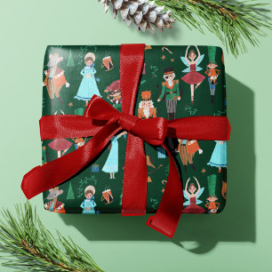 Papier Cadeau Casse-noix mignonne Fête de Noël vert foncé