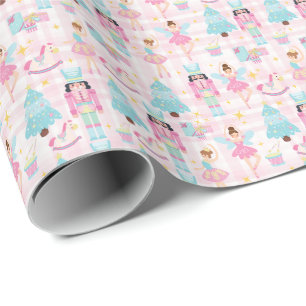 Papier Cadeau Casse-noix rose En vichy mignon