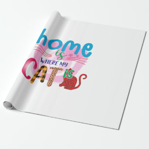 Papier Cadeau Cat Art Home Est Là Où Mon Chat Est