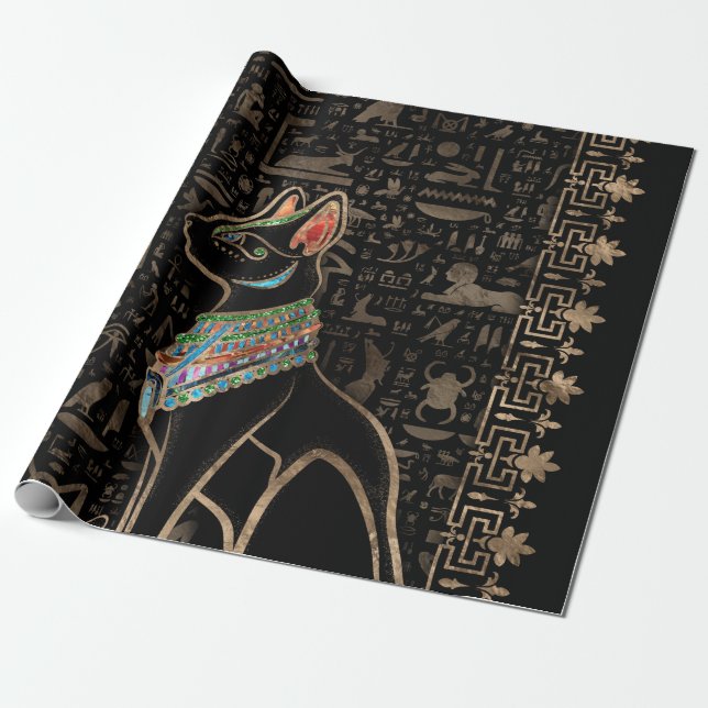 Papier Cadeau Cat égyptien - Bastet (Déroulé)