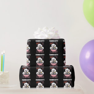 PAPIER CADEAU CAT RAMEN NOODLES SOUP KITTY ANNIVERSAIRE