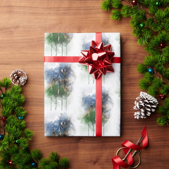 Papier Cadeau Catahoula léopard bleu en aquarelle (Cadeau de vacances)