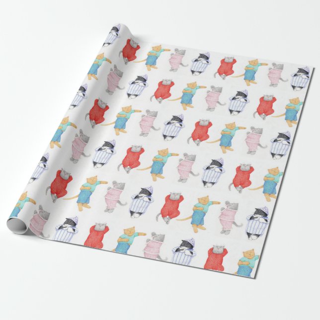 Papier Cadeau CATS PAJAMAS Enveloppement papier (Déroulé)