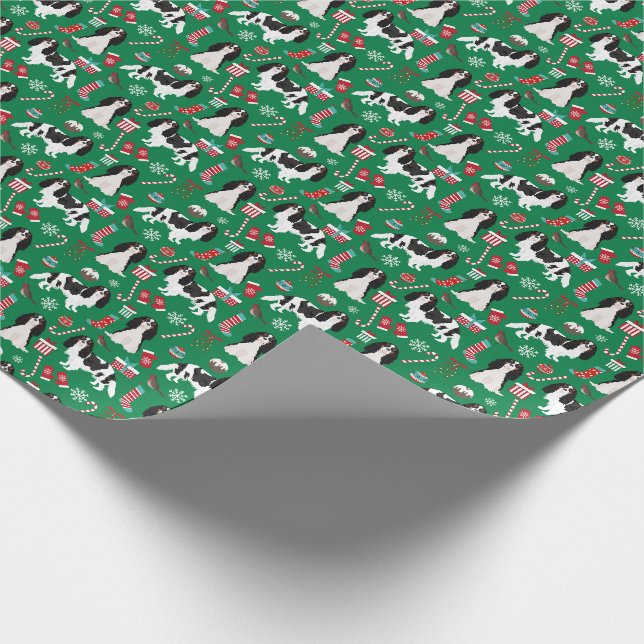 Papier Cadeau Cavalier le roi Charles Spaniel Noël Tricolé (Coin)
