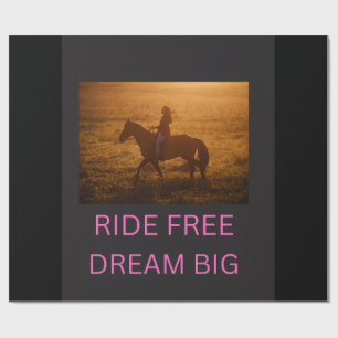 Papier Cadeau Cavalière Coucher de soleil Emballage Cheval Rêve