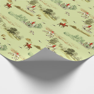 Papier Cadeau Cavaliers de chasse élégants de style vintage angl