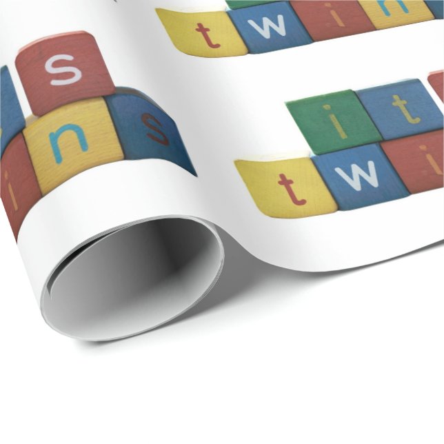 Papier Cadeau Ce sont des jumeaux en lettres-blocs pour enfants (Coin rond)